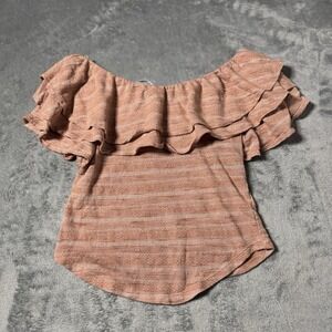 Free People Heirloom Ruffle Top Doe Combo Women's S Peasant Girly Boho Indie